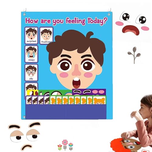 Shichangda Emotionsspielzeug für Kinder, Filzaufkleber für Kinder, Filzaufkleber-Set mit lustigen Grimassen, Emotional Education Filz-Emoticon-Set für draußen, zu Hause, in der Schule, im Park und im von Shichangda