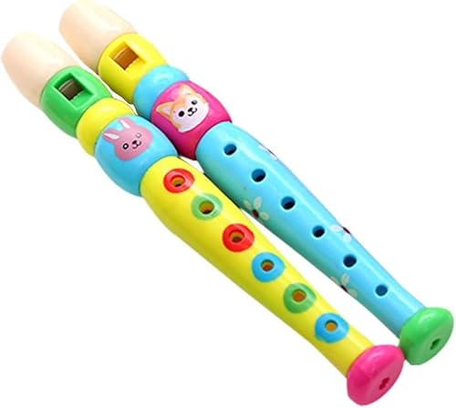 Holzblockflöte, bunte Piccolo-Flöte, Musikinstrument, für Jungen und Mädchen, Früherziehung, zufällige Farbe, 2 Stück von Shidongbla