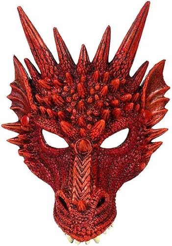 Shidongbla Drachenmaske, Neujahrsdekoration, Karneval, Halloween, Party, Gesichtsmasken Requisiten (Rot) von Shidongbla