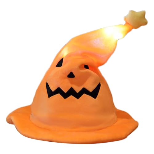 Shidongbla Halloween Hüte Kostüme Dekoration, Hexenhut mit Kürbis, Geist Hexenhut Halloween Dekorationen (Gelb) von Shidongbla