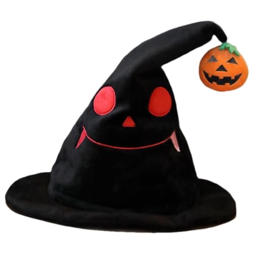 Shidongbla Halloween Hüte Kostüme Dekoration, Hexenhut mit Kürbis, Geist Hexenhut Halloween Dekorationen (Schwarz) von Shidongbla