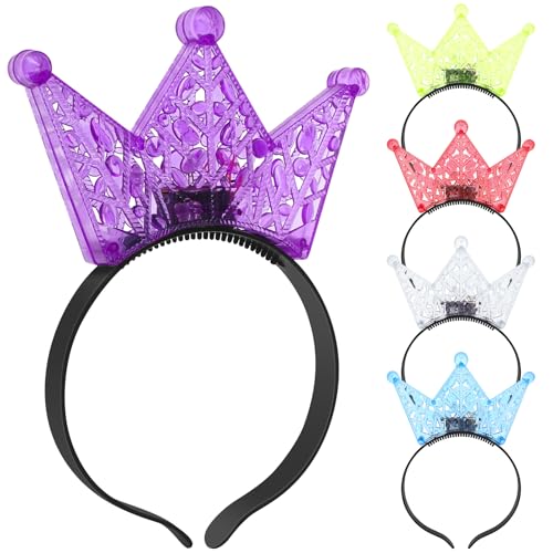 Shidongbla Leuchtende Stirnbänder, Halloween-Krone, LED-Blinklicht, Kronen-Stirnband, für Mädchen und Jungen, zufällige Farbe, 5 Stück Shidongbla Leuchtende Stirnbänder, Halloween-Krone, LED-Blinklicht, Kronen-Stirnband, für Mädchen und Jungen, zufällige Farbe, 5 Stück von Shidongbla