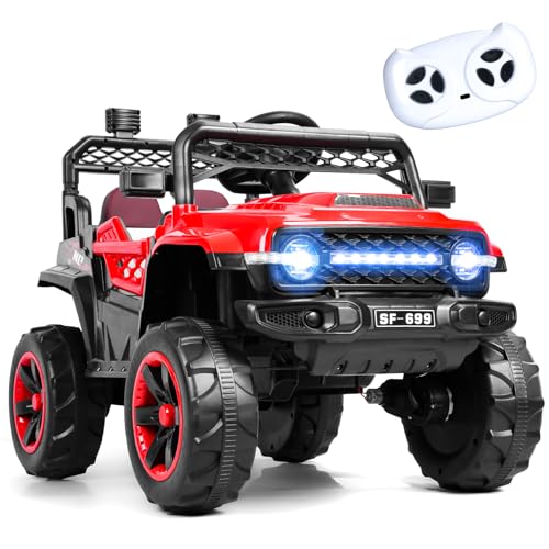 Kinderauto 12v Kindererauto Elektische Auto für Kinder, Kindererauto mit Fernbedienung, Elektrofahrsug 2-Türig MIT 2,4g-fernbedienung, MP3, Musik, Led-Leutzen Bleutzug Ab 3 Jahren von Shienfir