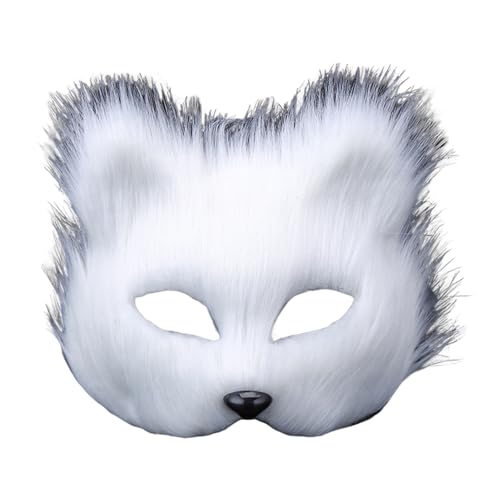 Shienfir Fox Maske Elegant Exquisit Party Langhaar für anspruchsvolle Mystery Partys Karneval Männer Frauen Kostüm Zubehör Weiß von Shienfir