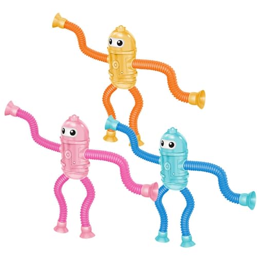 Shienfir Roboter-Pops-Röhren, sensorisches Spielzeug für Erwachsene und Kinder, Roboter-Teleskoprohr, Beleuchtungsroboter, Saugnapf, Zappelspielzeug, Klassenzimmer, Belohnungen, Partygeschenke, Ges von Shienfir