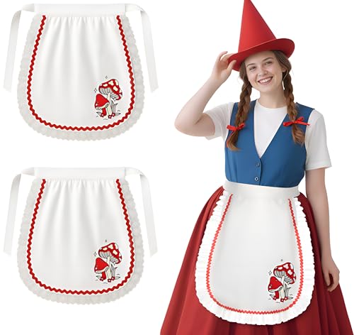 Shihanee Halloween-Gartenzwerg-Kostüm, halbe Schürze für Damen und Mädchen, Cosplay, Taillenschürze mit Spitze, Halloween, Karneval, Party-Dekoration, 2 Stück Shihanee Halloween-Gartenzwerg-Kostüm, halbe Schürze für Damen und Mädchen, Cosplay, Taillenschürze mit Spitze, Halloween, Karneval, Party-Dekoration, 2 Stück von Shihanee