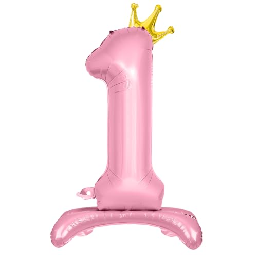 Luftballon 1. Geburtstag, Stehend Folienballon 1 Zahlen Luftballon Rosa 32"/81cm Folienballon Geburtstag Deko Babyparty Mädchen von Shinelee