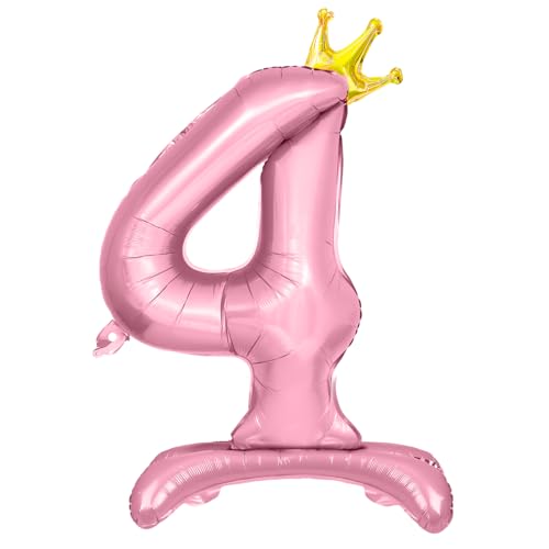 Luftballon 4. Geburtstag, Stehend Folienballon 4 Zahlen Luftballon Rosa 32"/81cm Folienballon Geburtstag Deko Mädchen von Shinelee