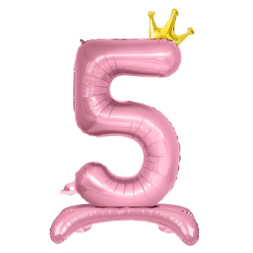 Luftballon 5. Geburtstag, Stehend Folienballon 5 Zahlen Luftballon Rosa 32"/81cm Folienballon Geburtstag Deko Mädchen von Shinelee