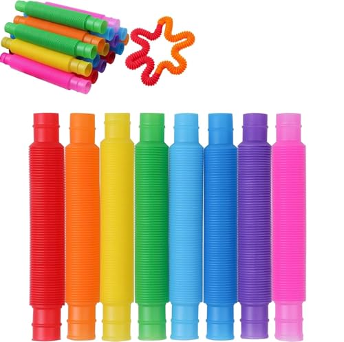 48 Pièces Pop Tubes, Dehnbare Sensorikspielzeuge, Anti Stress Spielzeug für Kinder & Erwachsene, Bunte Fidget Toys für Kindergeburtstage, Stressabbau und Kreativität (48) von Shinescent