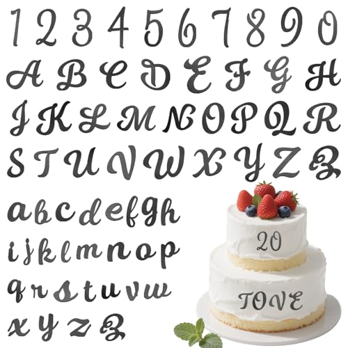64Pcs Buchstaben Tortendeko, Buchstaben für Torte, Acryl Ziffern 0-9 Tortenaufleger Personalisiert, A-Z Torten Deko Buchstaben Tortenaufsatz Set für Hochzeit Jubiläum Party Feier (Schwarz) von ShinherYee