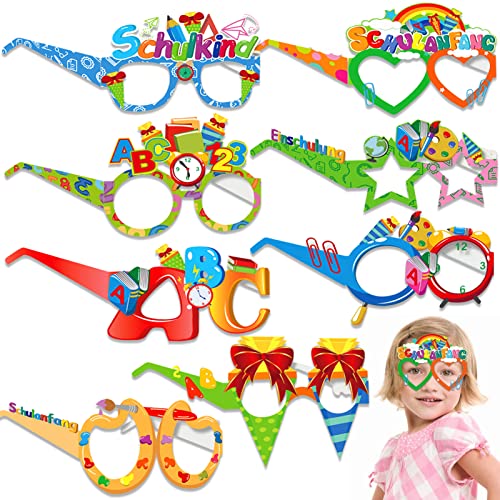 Shinybox Einschulung Deko Set, 24 Stück Schulkind Brille, Alles Gute Zum Schulanfang Brille, Schuleinführung Schulanfang Einschulung Deko für Schulbeginn Schulstart Dekoration Schule Jungs Mädchen von Shinybox