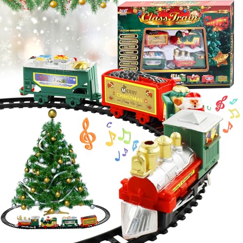 Shinybox Elektrischer Zug Set für Kinder, Weihnachtszug mit Licht, Geräuschen, Weihnachtszug um den Baum, Battery Operated Christmas Train Set, Weihnachtszug Sets für unter Dem Baum(A) von Shinybox