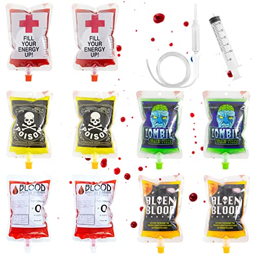 Shinybox Halloween Trinkgefäß Blutbeutel, 10 Stück Halloween Deko Befüllen Kunstblut Wiederverwendbare Getränkebehälter, Party Getränkebehälter für Cosplay Vampire Party (Mehrere Stile) von Shinybox