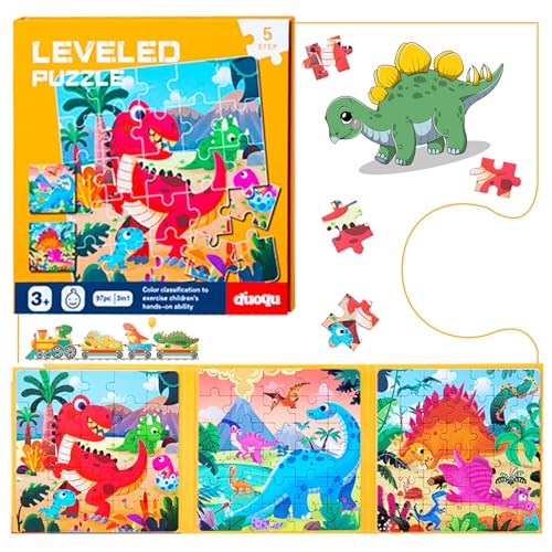 Shinybox Kinderpuzzle, Magnetische Puzzles für Kinder, Pädagogisches Spielzeug, Lernspielzeug für Kinder, Reisespiele Kinder, Spiele für Kinder im Auto, Flugzeug, Roadtrip, Reisespielzeug(Dinosaurier) von Shinybox