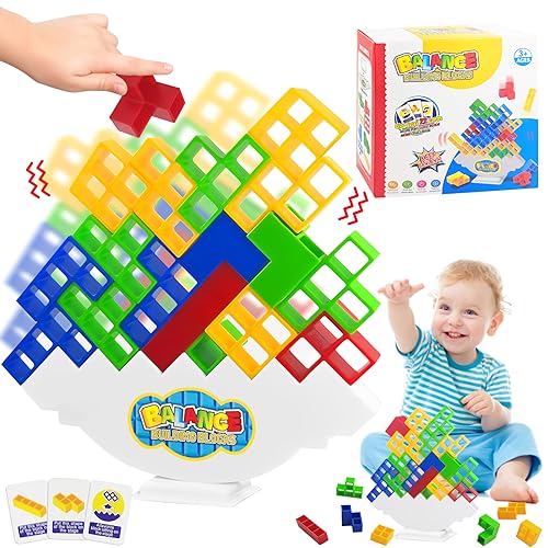 Shinybox Tetra Tower Spiel, 32-Blocks Schaukelstapel Balance Spiel, Balance Spiel, Tetris Spiel Kinder, Montessori Spielzeug Kinder Balance Stapelspiele Stapelturm Geschenke Jungen Mädchen(32 Blocks) von Shinybox