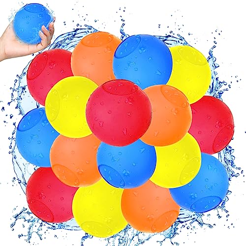 Shinybox Wasserbomben Bälle, 16 Stück Wiederverwendbare Wasserbomben, Bunte Silikon Wasserballons, Outdoor Spielzeug für Kinder Wasserspiele Kinder Wasserschlacht Spiel Sommerspaß(16 Stück) von Shinybox