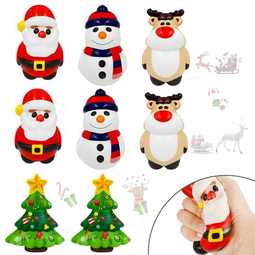 Shinybox Weihnachten Spielzeug, 8 Stück Weihnachten Stress Spielzeug, Weihnachtsmänner, Weihnachtsbäume, Schneemänner, Elche Stressball, Weihnachtstag Party Geschenk Mitgebsel von Shinybox