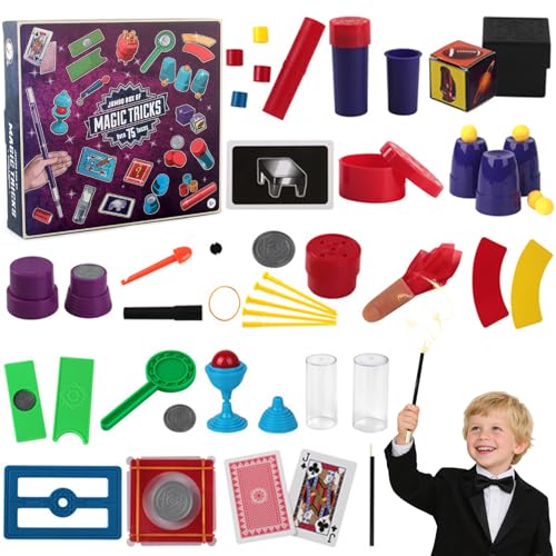 Shinybox Zauberkasten, 75 Zaubertricks für Kinder mit Zauberstab und Vielen Weiteren Utensilien, Mitgebsel Kindergeburtstag Gastgeschenke, Spielzeug Geburtstag Geschenke für Kinder ab 6 Jahren von Shinybox