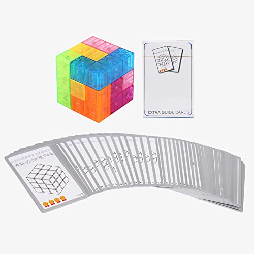 Shipenophy 6x6x6cm Magnetic Cukles Puzzle Building Building Spannungsabbau Zusammengebautes Spielspielzeug für Erwachsene ABS, 54 Führungskarten (Transparent) von Shipenophy