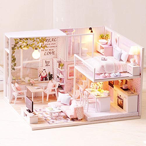 Shipenophy Dollhouse Möbel mit LED Light Kit, 1/24 DIY Miniature Doll House Set für, Heimdekoration und Shipenophy Dollhouse Möbel mit LED Light Kit, 1/24 DIY Miniature Doll House Set für, Heimdekoration und von Shipenophy