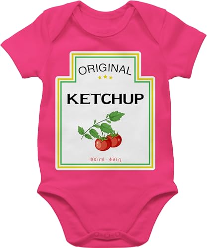 Baby Body Junge Mädchen - Karneval & Fasching - Tomaten Ketchup Kostüm Tomatenketchup - 3/6 Monate - Fuchsia - kölner karnevals fasching- köstüme karneva karneval-klamotten verkleidet fasent von Shirtracer