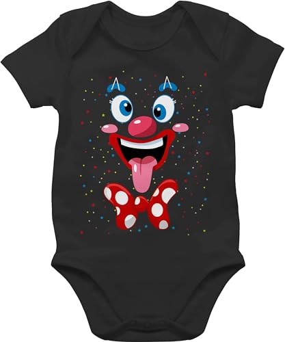 Baby Body Junge Mädchen - & - Clown Gesicht Kostüm Karneval Clownkostüm Lustig Fasching - 12/18 Monate - Schwarz - baby+karneval carnival und koelner karneval+fasching outfit für sprüche jeck von Shirtracer