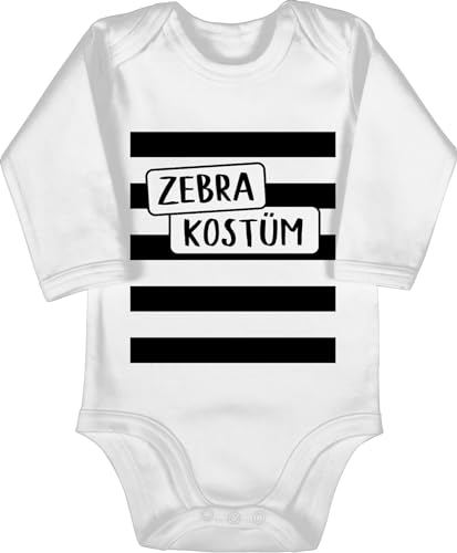 Shirtracer Baby Body langarm Mädchen Junge - Karneval & Fasching - Zebra Kostüm - 6/12 Monate - Weiß - karnaval kostium witzige faschings köstüme kaneval carnevale jeck verkleidet karneva fasnets von Shirtracer