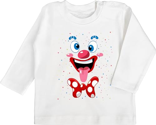 Shirtracer Baby Langarmshirt - & - Clown Gesicht Kostüm Karneval Clownkostüm Lustig Fasching - 18/24 Monate - Weiß - faschings- karnaval kostium verkleidung karnevals strassenkarneval verkleidungen von Shirtracer