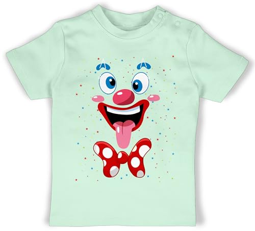 Baby T-Shirt Mädchen Jungen - & - Clown Gesicht Kostüm Karneval Clownkostüm Lustig Fasching - 1/3 Monate - Mintgrün - und kölscher 2023 kölner karneval+fasching outfit kölsche fasnacht koeln von Shirtracer