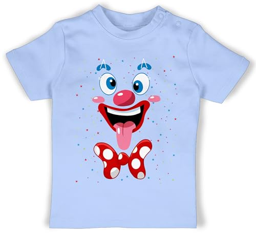 Baby T-Shirt Mädchen Jungen - & - Clown Gesicht Kostüm Karneval Clownkostüm Lustig Fasching - 3/6 Monate - Babyblau - witzige faschings fasching- kostium köstüme karnevalsjacken kaneval von Shirtracer