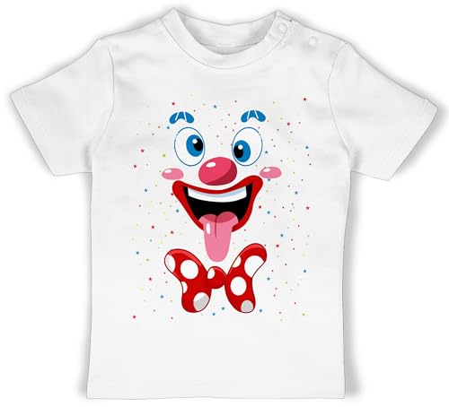 Baby T-Shirt Mädchen Jungen - & - Clown Gesicht Kostüm Karneval Clownkostüm Lustig Fasching - 6/12 Monate - Weiß - strassenkarneval straßenkarneval lustiges faschingskost „fasching“ kostùm von Shirtracer