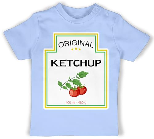 Baby T-Shirt Mädchen Jungen - Karneval & Fasching - Tomaten Ketchup Kostüm Tomatenketchup - 1/3 Monate - Babyblau - karnaval straßenkarneval faschings- karnevall carnival verkleidet rosenmontag von Shirtracer