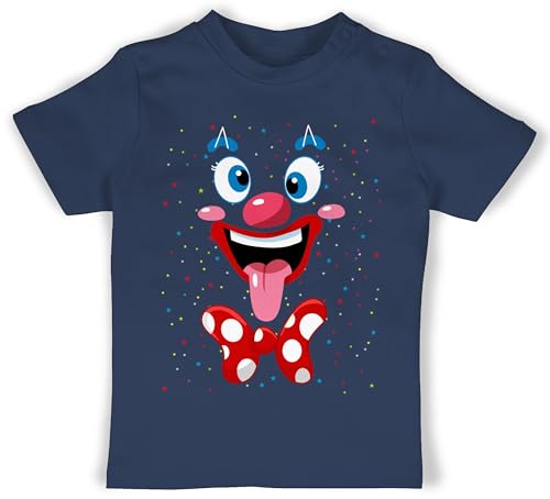 Baby T-Shirt Mädchen Jungen - & - Clown Gesicht Kostüm Karneval Clownkostüm Lustig Fasching - 1/3 Monate - Navy Blau - karneval&fasching carneval karmeval karneva karnaval faschings von Shirtracer