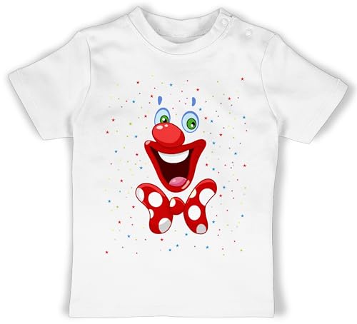 Baby T-Shirt Mädchen Jungen - & Fasching - Clown Gesicht Karneval Kostüm Clownkostüm Witziges - 1/3 Monate - Weiß - klamotten fasching+verkleidung kölner &fasching kölsche 2023 köln sprüche von Shirtracer