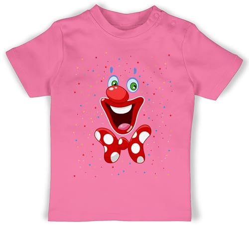 Baby T-Shirt Mädchen Jungen - & Fasching - Clown Gesicht Karneval Kostüm Clownkostüm Witziges - 12/18 Monate - Pink - fasent fasnet karnaval kostium lustiges faschings rosenmontag &fasching von Shirtracer