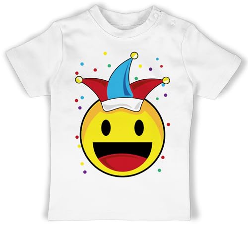 Baby T-Shirt Mädchen Jungen - & Fasching - Karneval Emoticon Konfetti - 6/12 Monate - Weiß - karneval&fasching kostium karneval& fasnet lustiges faschings karneval-klamotten fasching. &fasching von Shirtracer