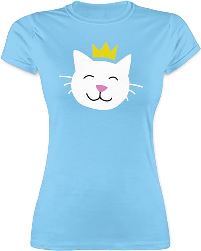 Shirt Damen - Karneval & Fasching - Katze Prinzessin - Katzen Cat Princess Cats Katzenkostüm Prinzessinnen Kostüm - M - Hellblau - kostùm erwachsene t strassenkarneval fasching+shirt+damen von Shirtracer