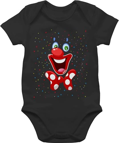 Shirtracer Baby Body Junge Mädchen - & Fasching - Clown Gesicht Karneval Kostüm Clownkostüm Witziges - 12/18 Monate - Schwarz - kölle lustiges köln karneval& und baby+karneval &fasching für klamotten von Shirtracer