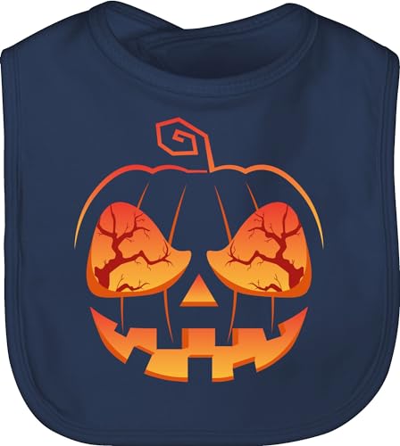 Baby Lätzchen - Kürbis Gesicht Kürbiskostüm Kürbis Verkleidung - Unisize - Navy Blau - halloween pumpkin horror »kürbis haloween kürbiskopf helloween halloeween jalloween hallowen hallowwee von Shirtracer
