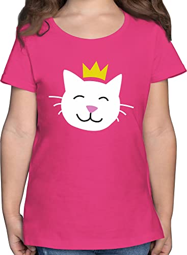 T-Shirt Mädchen - Karneval & Fasching - Katze Prinzessin - Katzen Cat Princess Cats Katzenkostüm Prinzessinnen Kostüm - 140 (9/11 Jahre) - Fuchsia - tshirt kinder verkleidungen tshirts von Shirtracer
