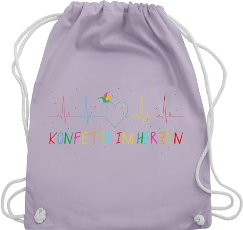 Turnbeutel Rucksack - Karneval & - Taschen - Konfetti im Herzen Herzschlag Fasching - Unisize - Pastell Lila - köln kölsche 2023 karneval& lustiges und fasnacht für und. karneval+fasching koeln von Shirtracer