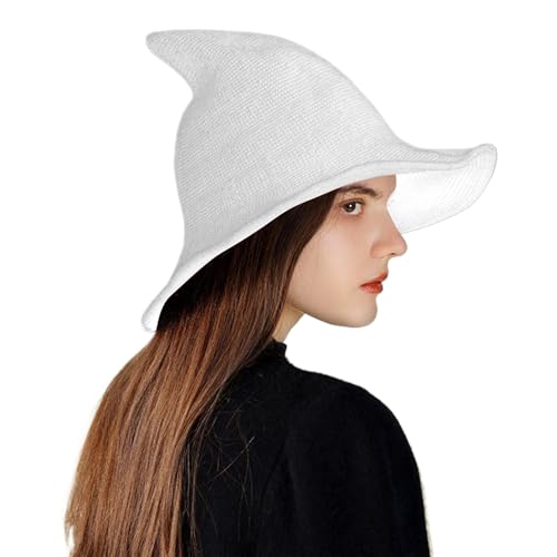 Shitafe Hexenhut Kostüm, Halloween Strick Hexenhut Mit Breiter Krempe, Accessoire Für Verkleidung Und Feste Kopfschmuck Für Feiertage Bühnenauftritte Und Fotografie von Shitafe