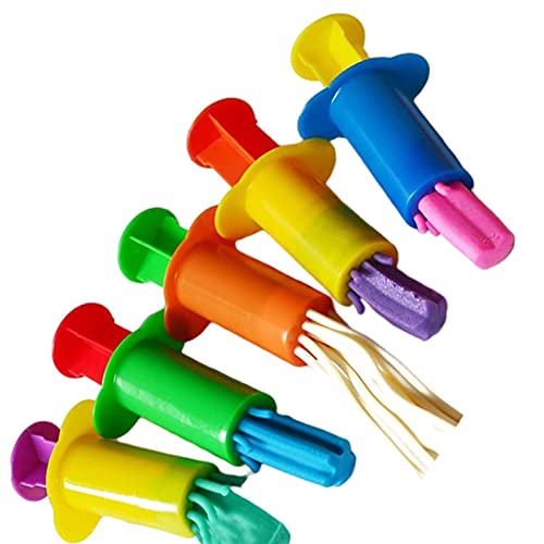 Teigwerkzeuge Kit, 5 Stück Teigextruder Knete Squeeze Set Kunststoff Ton und Teig Extruder Spritzen Teigextruder Form, bunter Ton DIY Spielzeug Spielteigwerkzeuge für Kinder von Shitafe