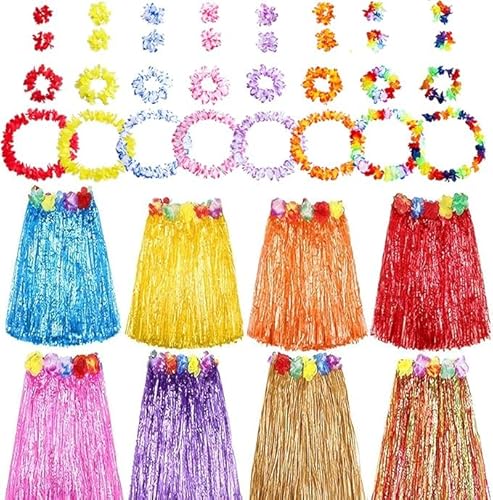 Shixian 8-teiliges Set mit 40 Hawaii-Grasröcken, Hawaii-Blumengirlanden und hawaiianischen Blumenkranzarmbändern Shixian 8-teiliges Set mit 40 Hawaii-Grasröcken, Hawaii-Blumengirlanden und hawaiianischen Blumenkranzarmbändern von Shixian