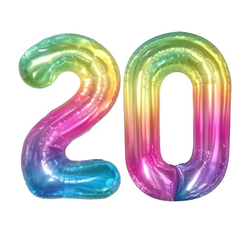 Geburtstag zahlen Luftballon 20 jahre-Geleefarbe XXL Jumbo Folienballon 40 Zoll – 101 cm Luftballons 20 Geburtstag Junge Mädchen Babyparty Geburtstagsdeko Jubiläumsparty Dekoration von Shixpiov