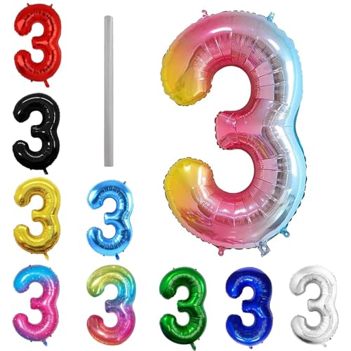 Geburtstag zahlen Luftballon 3 jahre-Farbverlauf XXL Jumbo Folienballon 40 Zoll – 101 cm Luftballons 3 Geburtstag Junge Mädchen Babyparty Geburtstagsdeko Jubiläumsparty Dekoration Geburtstag zahlen Luftballon 3 jahre-Farbverlauf XXL Jumbo Folienballon 40 Zoll – 101 cm Luftballons 3 Geburtstag Junge Mädchen Babyparty Geburtstagsdeko Jubiläumsparty Dekoration von Shixpiov