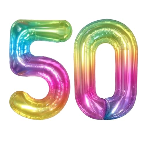 Geburtstag zahlen Luftballon 50 jahre-Geleefarbe XXL Jumbo Folienballon 40 Zoll – 101 cm Luftballons 50 Geburtstag Junge Mädchen Babyparty Geburtstagsdeko Jubiläumsparty Dekoration von Shixpiov