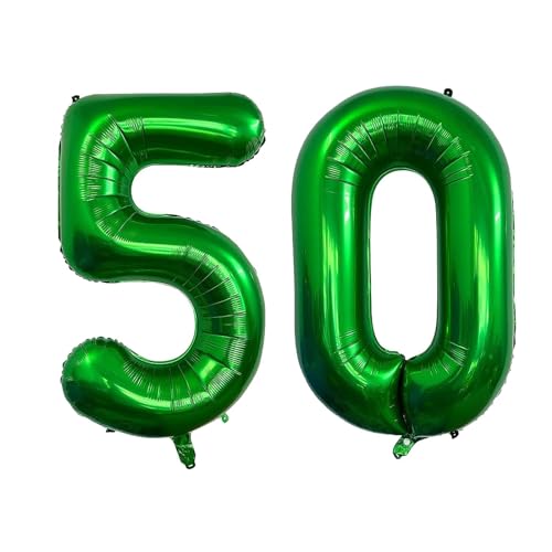 Geburtstag zahlen Luftballon 50 jahre-dunkelgrün XXL Jumbo Folienballon 40 Zoll – 101 cm Luftballons 50 Geburtstag Junge Mädchen Babyparty Geburtstagsdeko Jubiläumsparty Dekoration von Shixpiov
