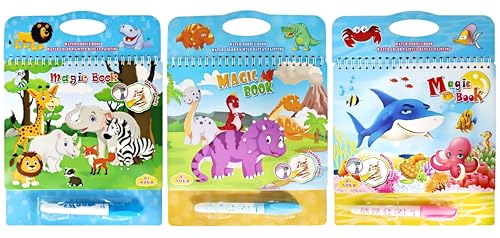 ShnminEU 3er Set Magisches Wasser-Malbuch für Kinder – Wiederverwendbare Malbücher mit 3 Wasserstiften & praktischem Tragegriff – Kreativer Malspaß ohne Flecken ShnminEU 3er Set Magisches Wasser-Malbuch für Kinder – Wiederverwendbare Malbücher mit 3 Wasserstiften & praktischem Tragegriff – Kreativer Malspaß ohne Flecken von ShnminEU